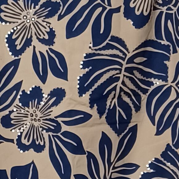 Talbots Stretch Floral Skirt Tan and Blue With Sequins. Size 16 - Picture 4 of 14